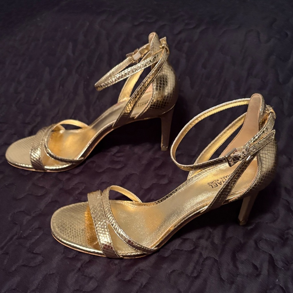 Michael Kors Metallic Gold Strappy Heeled Sandals